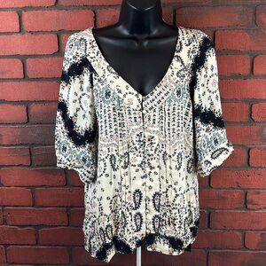 Gypsy 05 Women's Medium Paisley Top – Boho‎ Chic, Button-Down Blouse